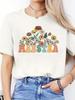 Spanish Alphabet Print Spring and Summer Casual T-Shirt Round Neck Short-Sleeved Sports T-Shirt Women'S Top