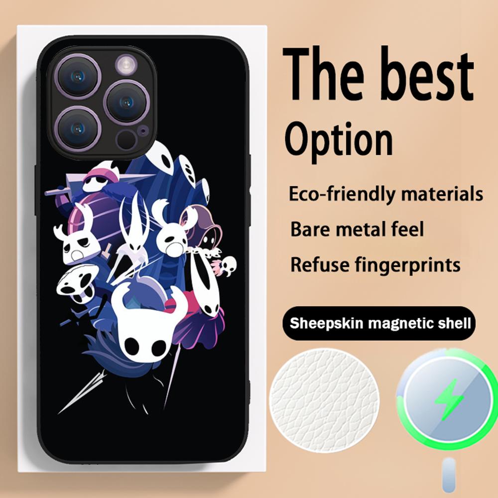 Super fashion Hollow Knights game Phone Case For iPhone 16 15 14 13 12 11 Plus Pro Max High-end Luxury Magsafe Sheepskin