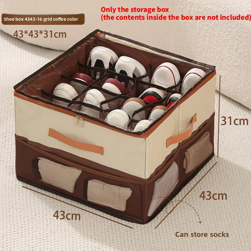 Oxford Cloth Shoe Storage Box With Lid And Dividers For Bedroom Closet Organization