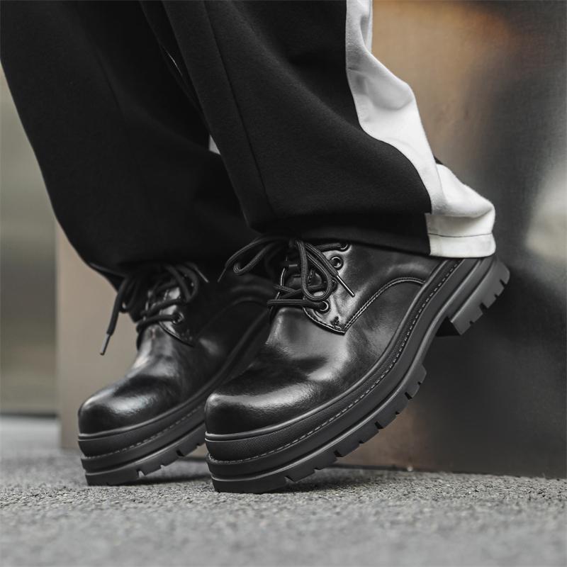 Fashion Thick soled Derby men's leather shoes Fashionable classic minimalist style Outdoor leisure business Adult quality wedding shoes