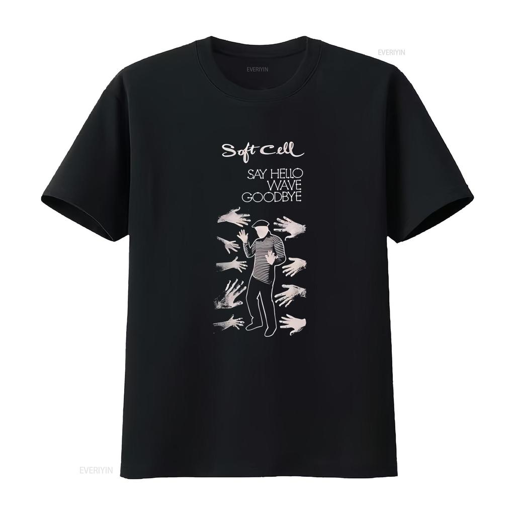 NWOT Soft Cell Say Hello Wave Goodbye T-shirt Stor VTG Ny stil med Tainted Love-design vintage Tvättade designkläder