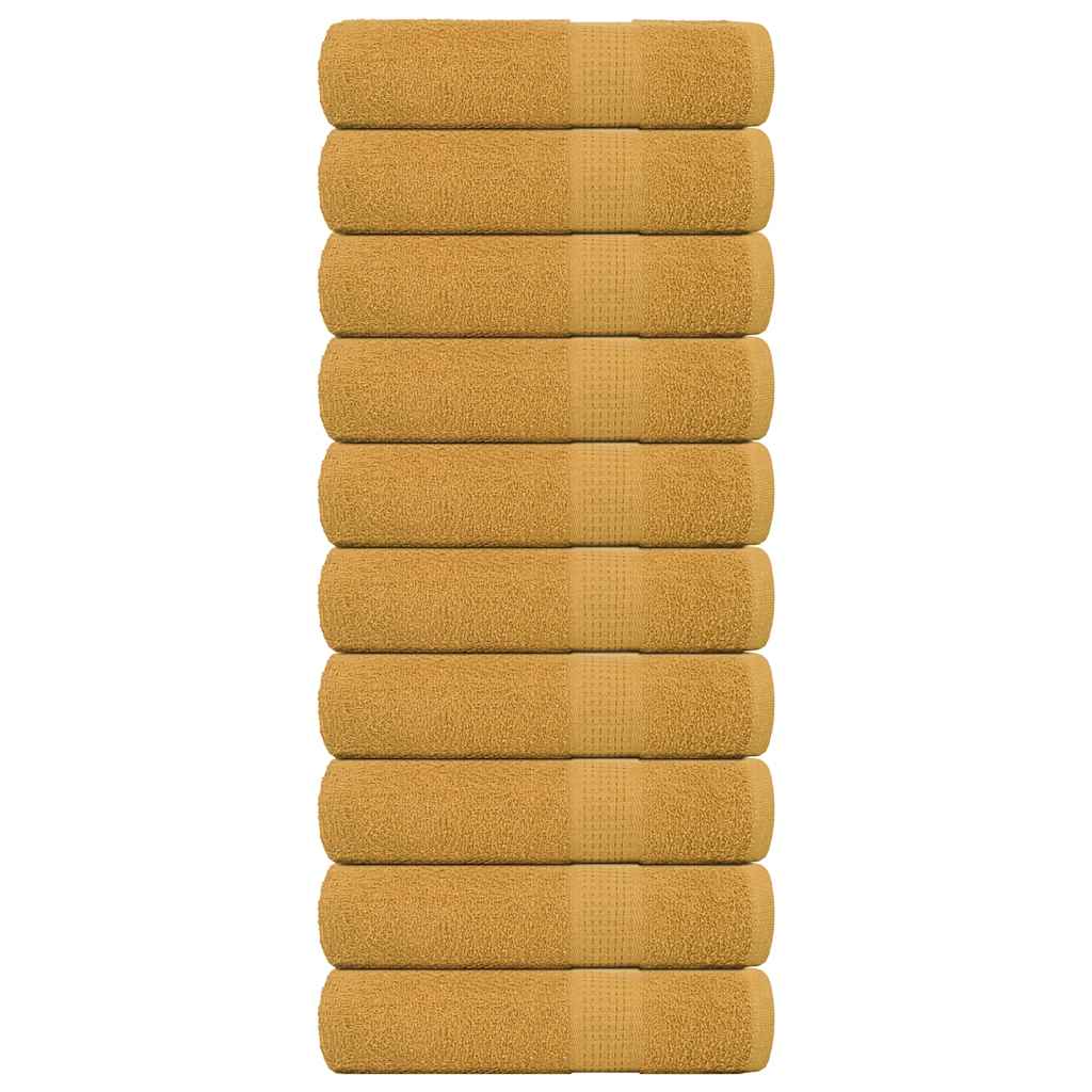 Vidaxl Ręczniki Prysznicowe 10 Szt. Złoty 360 Gsm 100% Bawełna