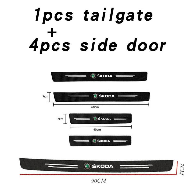 BATA7 Car Door Sill Protective Sticker Carbon Fiber Leather Threshold Strips for Skoda Fabia Superb Octavia Rapid Mk3 A4 A6 A7 2 3 A5