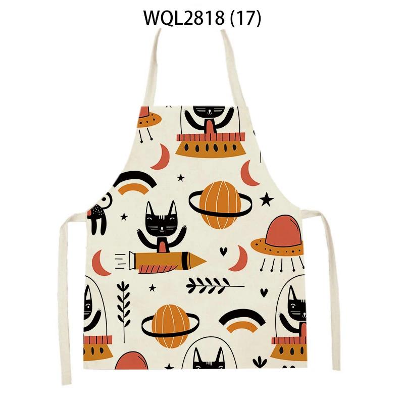 Cute Dog Cat Sheep Cattle Bear Animal Print Kitchen Aprons Women Men Linen Sleeveless Antifouling Apron Cooking Baking Waist Bib