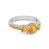 Citrine Three- 925Stone Inspired Accent Ring- 925 Sterling Silver