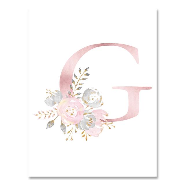 Personalized Poster Baby Name Custom Canvas Painting Nursery Prints Pink Flowers Wall Art Pictures For Girls Room Decoration No Frame