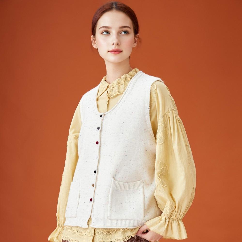 DIMANAF 2026 Autumn Women Sleeveless Vest Sweaters Knitting Buttons Casual Style Loose Sweater