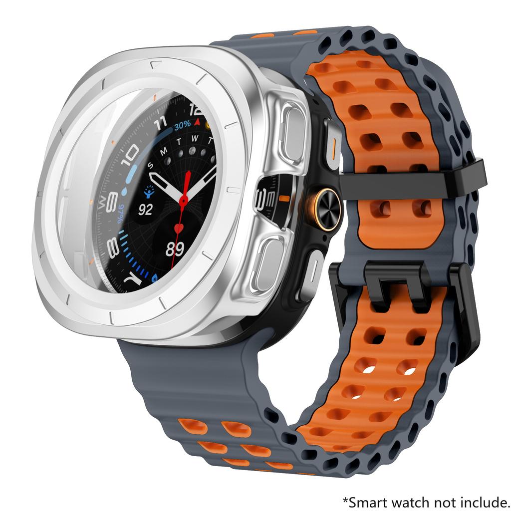 Glass+Case+Band For Samsung Galaxy Watch Ultra Strap 47mm Sport silicone Bracelet for Galaxy Watch Ultra 7 47 Strap Accessories