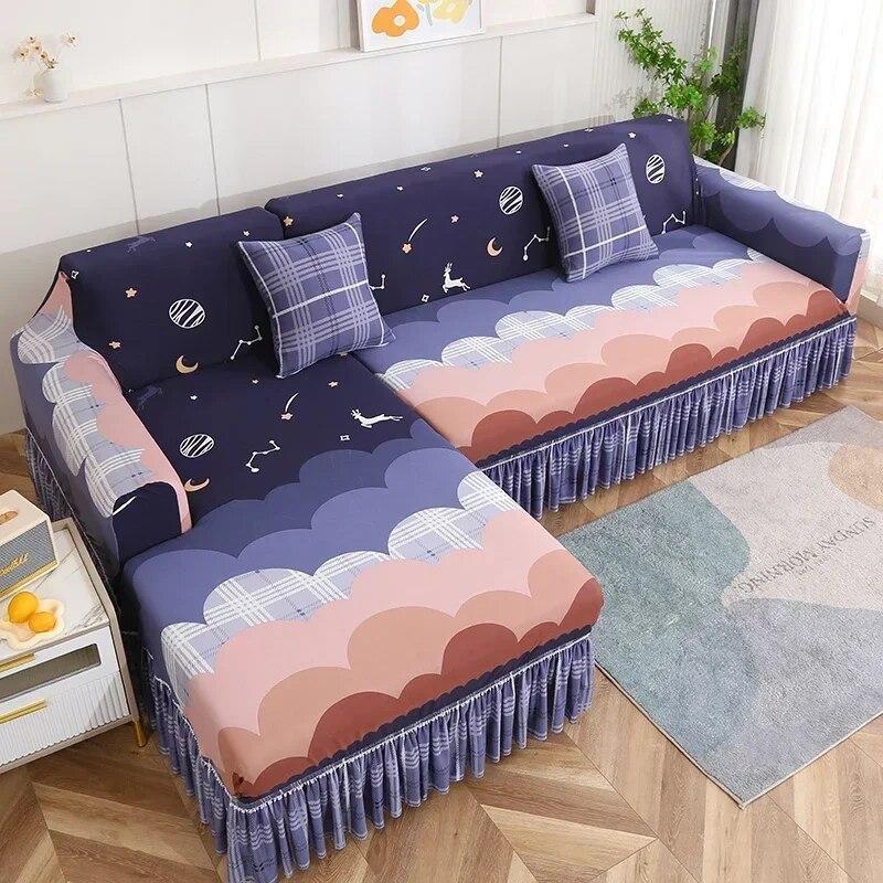 Double Daybed Large Skirt Sofa Cushion Four Seasons All Inclusive Sofa Cover Simple Elastic Luxury Sofa Protective Cover