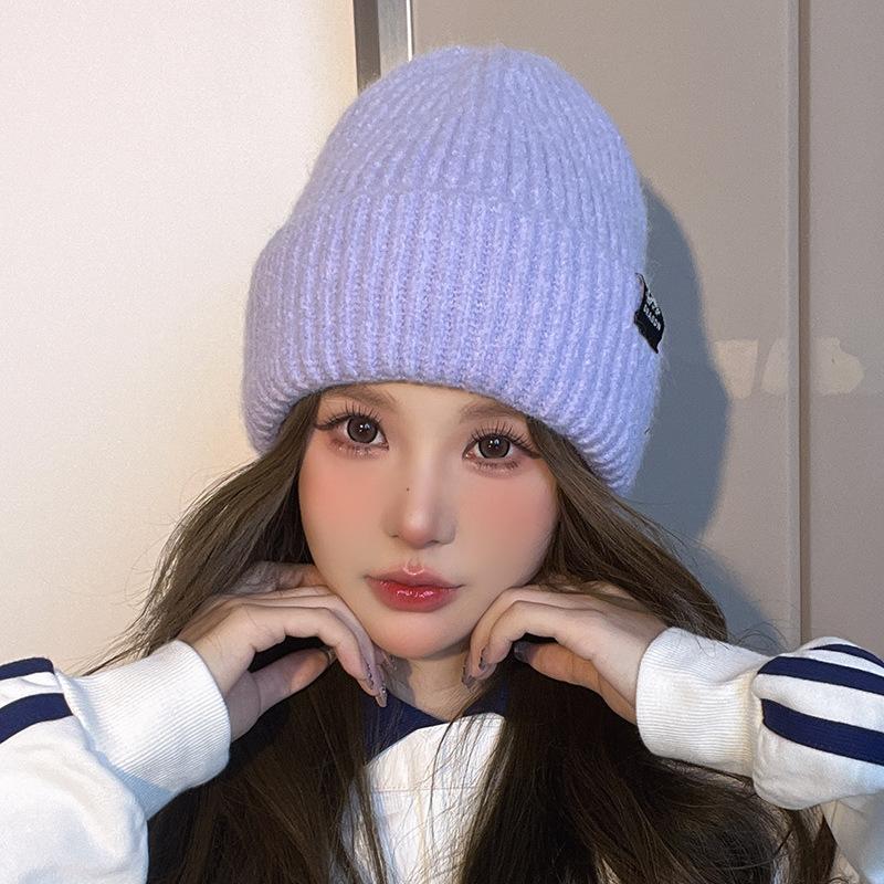 All match Warm Wool Hat Outdoor Cold Protection Ear Protection Cold Hat Showing Face Small Knitted Hat Pullover Cold Hat