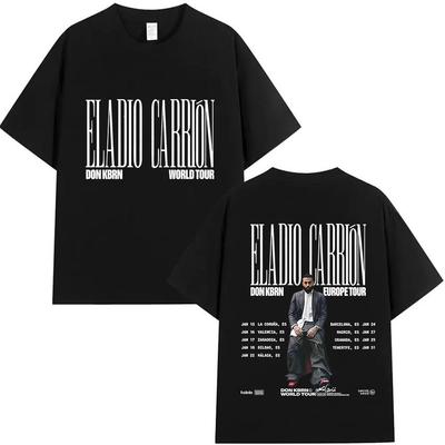 ELADIO CARRIÓN DON KBRN WORLD TOUR 2025 Merch T Shirts Mens Pop Music Fashion Oversized Cotton Tshirt Hip Hop Clothing Tshirt