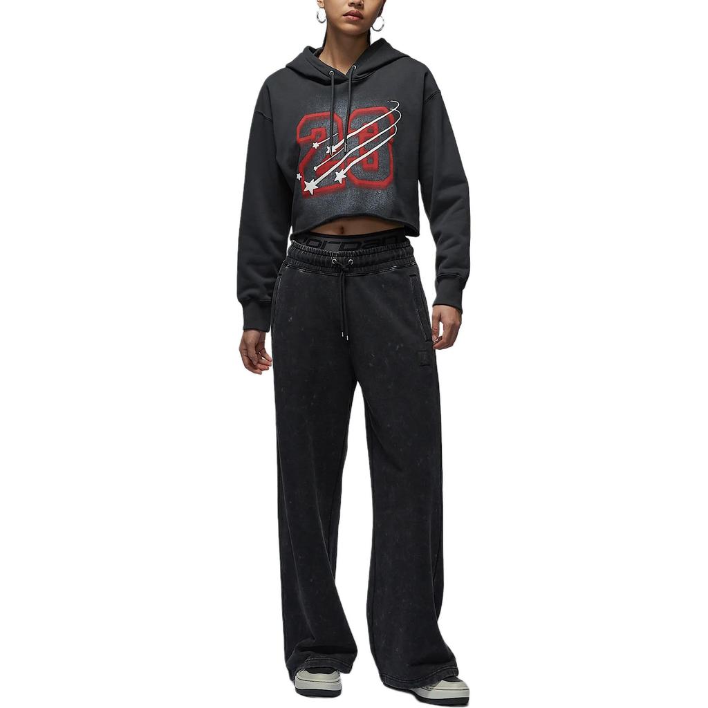 Jordan Felpa Crop Digitale con Cappuccio e Maniche Lunghe da Donna Nera HJ0146045