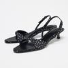 Fashion Fashion Polka Dot Kitten Heel Design Sandals Women High Quality Satin Back Strap Buckle Heels Sandal Comfort Elegant Dress Shoes