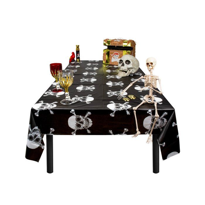 Nappe En Plastique Pirate Jolly Roger 130 X 180 Cm - Noir