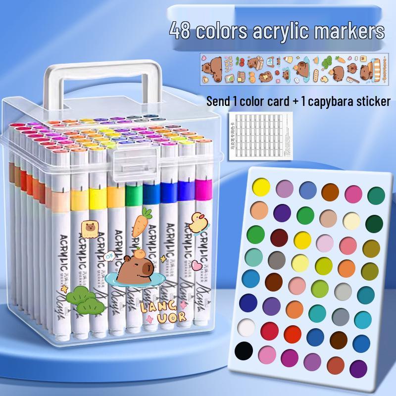 Acryl-Aquarellmarker für Kinder: Ausblutsichere, stapelbare, wasserfeste Kunststifte & Zeichenpinsel für den Kindergarten.