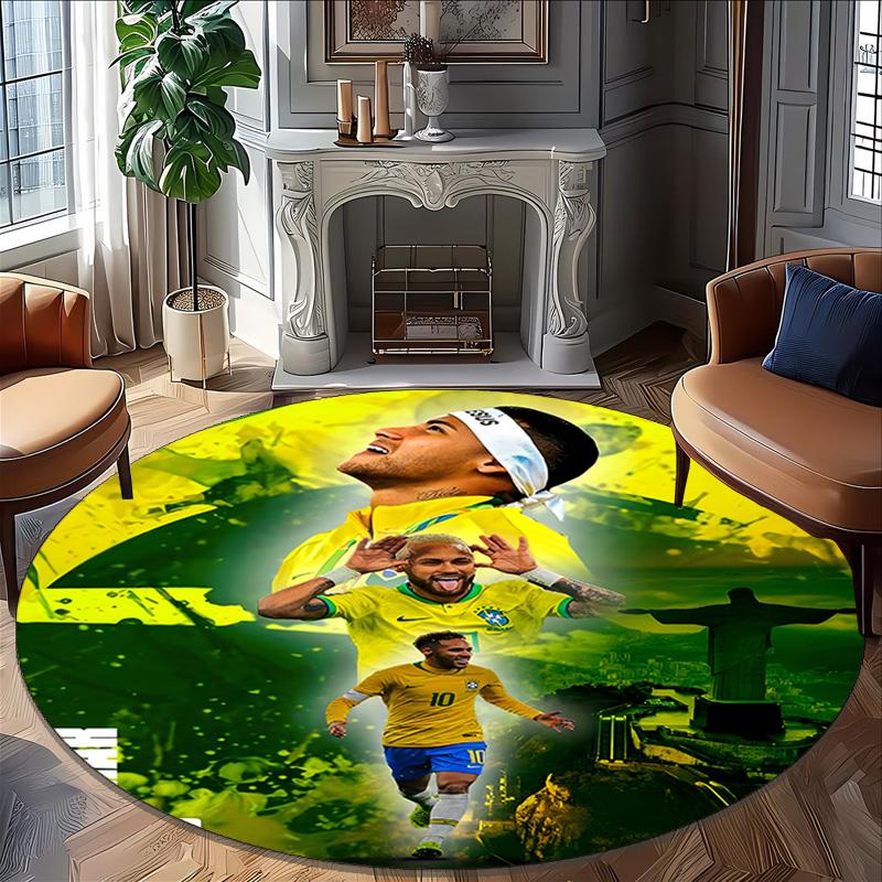 1pc Neymar17 Carpet, Round Rug, Comfortable, Suitable for Entryways, Living Rooms, Office, And Bedrooms, Christmas Decoration