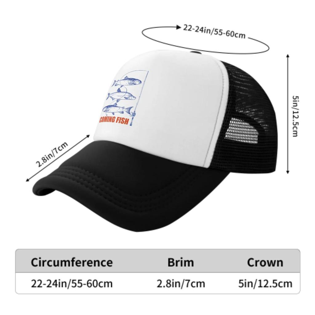 Coming Fish Baseball Cap Trucker Hat Unisex Outdoor Simple Fashion Sun Hat Lightweight Portable One Size