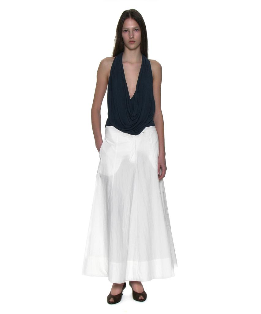 Partimento Woman Pocket Pointed Flare Maxi Skirt_White
