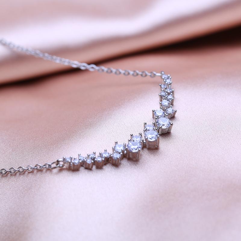 KNIKOO Mote blad halskjede dame anheng for kvinner jente Cubic Zirconia halskjede smykker gave