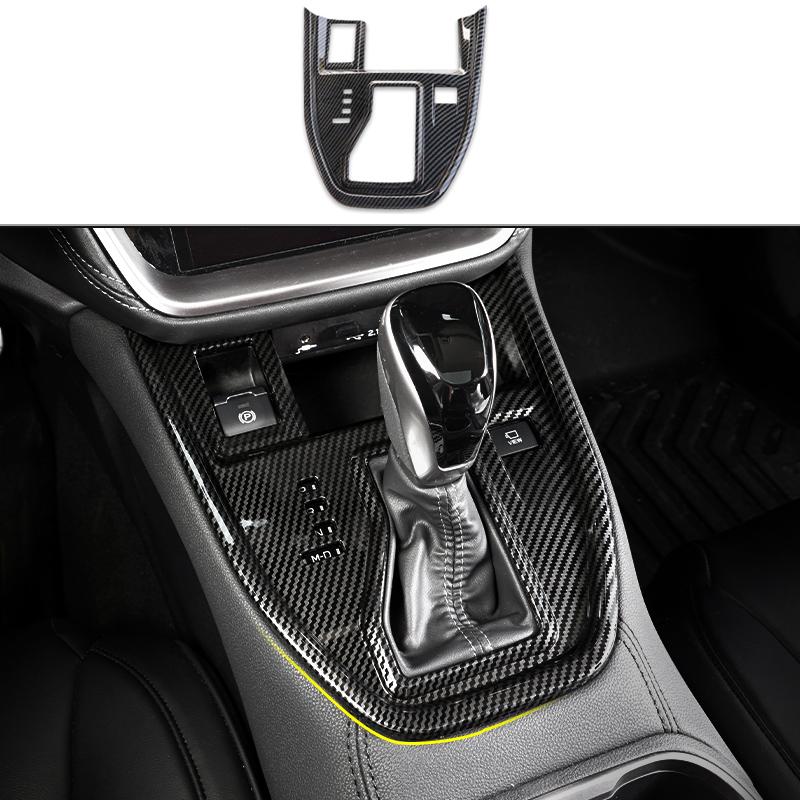 LHD Car Center Console Gear Shift Panel Trim Cover with Button Hole Fit for Subaru Outback -  Carbon Fiber Style ABS