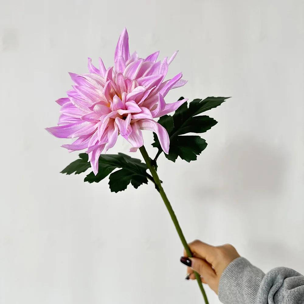 5Pcs/lot Artificial PU Dahlia Flowers Wedding Decoration Fake Flowers Arrangement Home Accessories Party Table Floral Dahlias