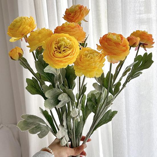 Faux Ranunculus Asiaticus Reusable Artificial Flower Fake Ranunculus Flower for Living Room Dining Table Centerpiece Farmhouse Decor