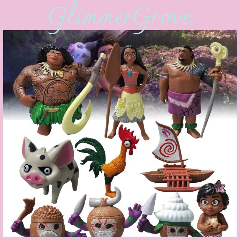 10pcs Moana Figurine Anime Statuary Cake Ornament Christmas Gifts Toys Garnish