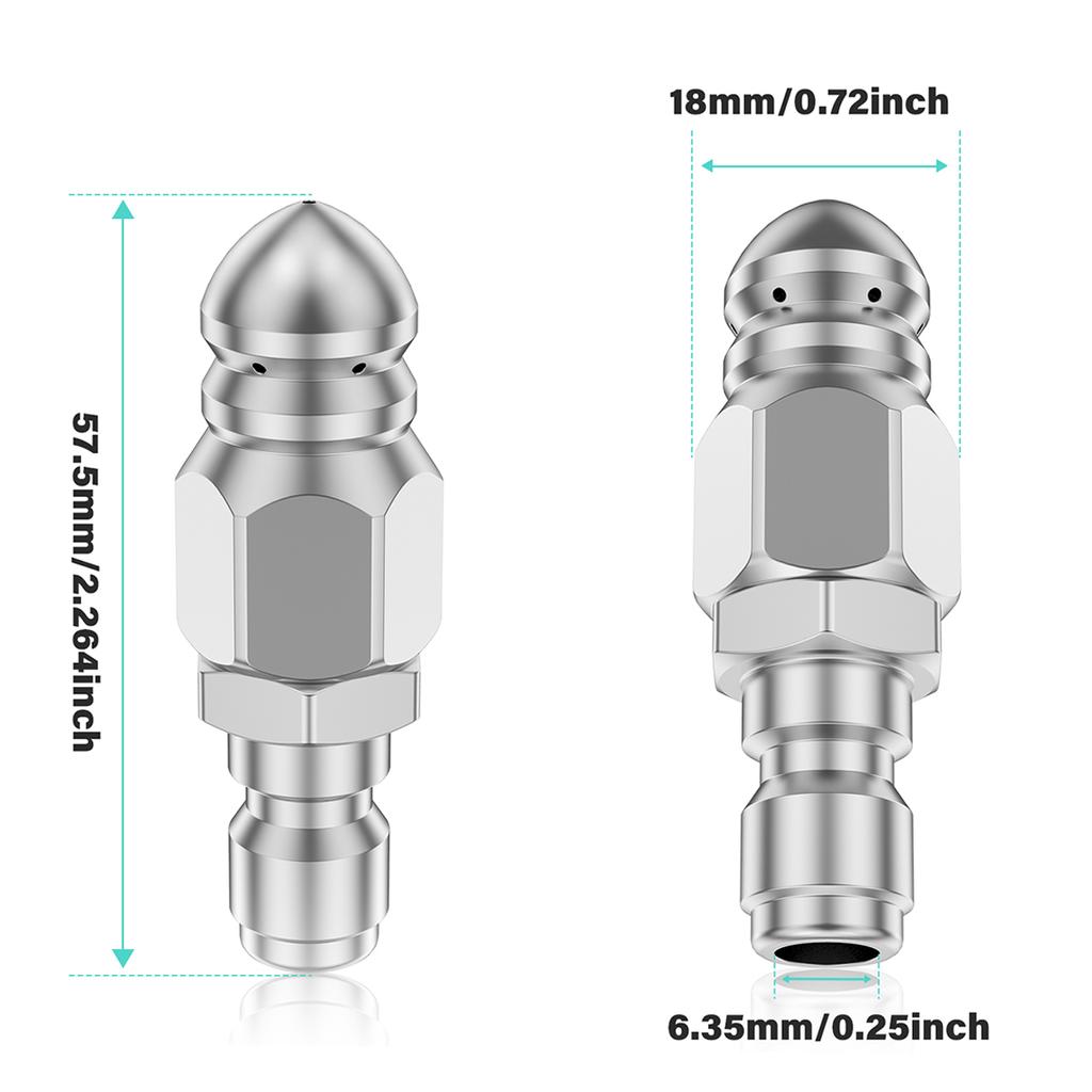 Hochdruckreiniger Kanalreinigerdüse Abwasserschlauch Reinigungsdüse 1/4 Schnellkupplung Edelstahl Sprühpistole Kanalreinigungswerkzeug