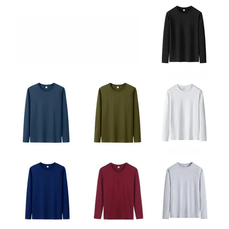 Herren Unifarben Langarm T-Shirt Herren Locker O-Ausschnitt Große Größe Unterhemd Mann T-Shirt Baumwolle Oberteile T-Shirts