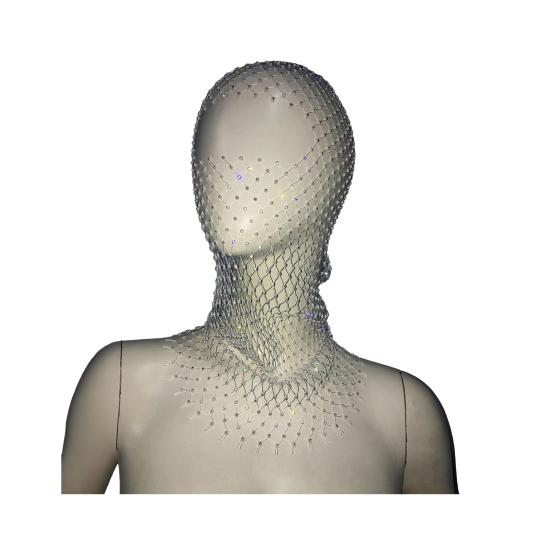 Fishing Net Hat Elastic Sparkling Rhinestones Design Solid Color Headgear Nightclubs Music Festivals Stage Dressing Headwear