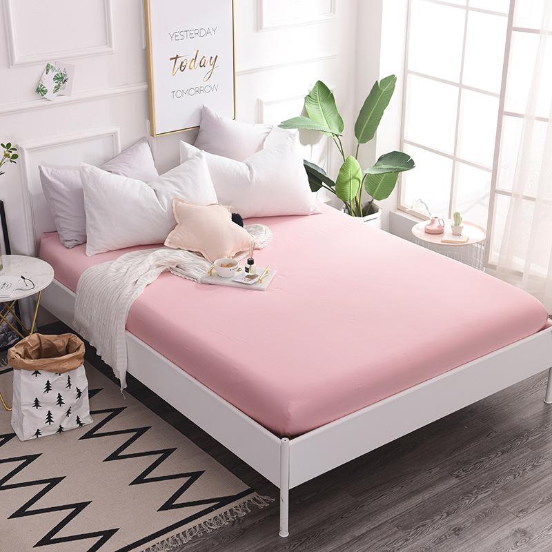Fitted Sheets, Cotton Fitted Sheets, Bedspreads, Solid Color 13372 Pure Cotton Single Fitted Sheets, 120*200+25, Fitted Sheet Height