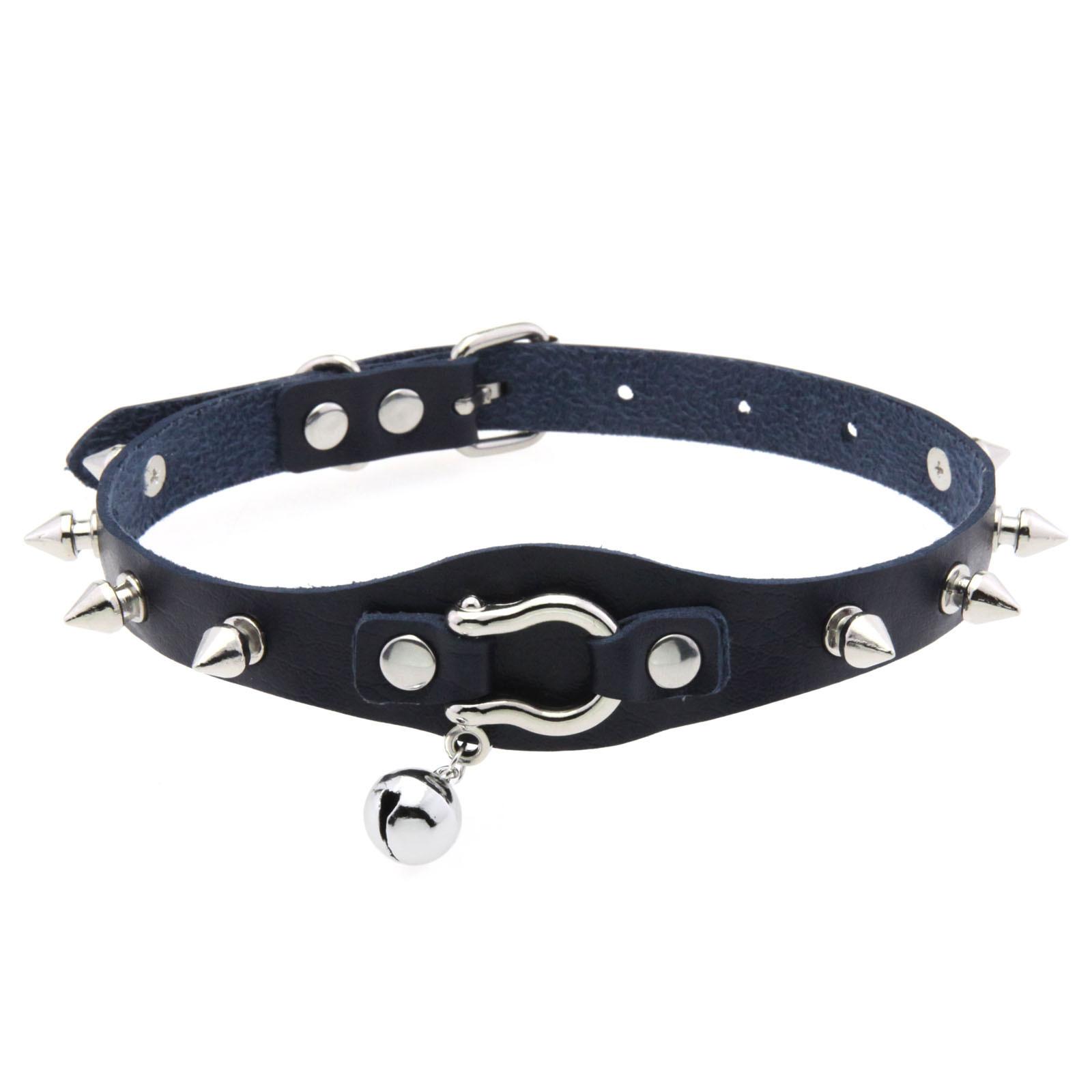 

Black Spike Choker Necklace Rivet Stud Punk Rock Bell Faux Leather Goth Collar Women Chocker Girls Harajuku Costume Gothic Jewel
