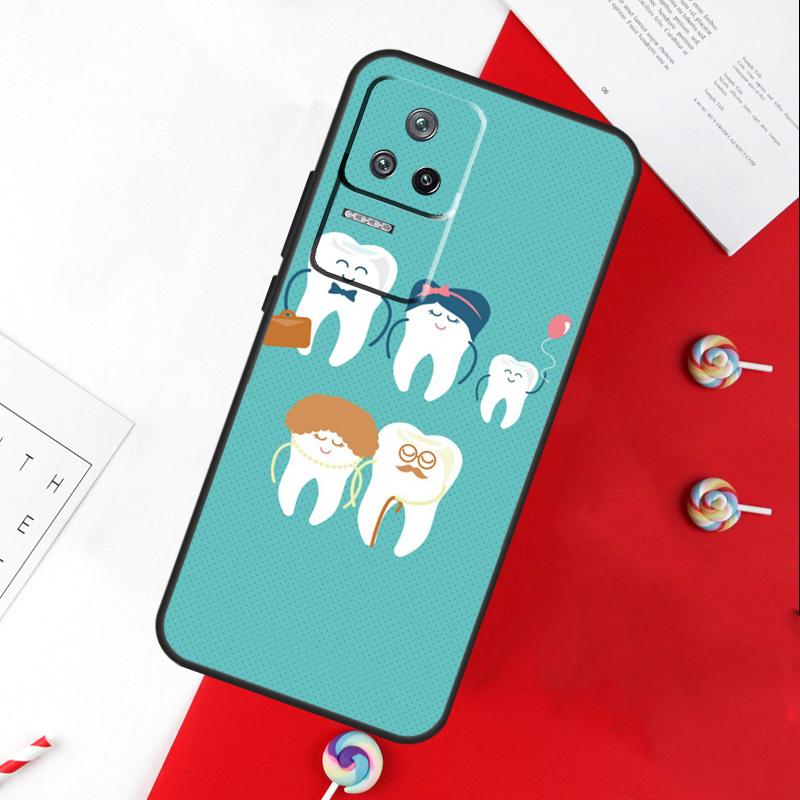 Cartoon Dentist Dental Crowned Teeth Cover For Xiaomi 14T 11T 12T 13T Pro 13 14 15 Ultra POCO X7 Pro X3 X5 X6 F5 F6 M6 Pro Case