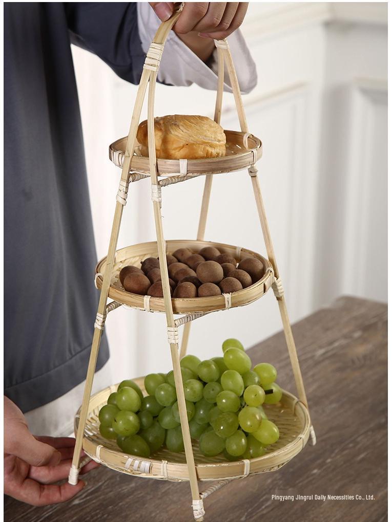 Handmade Bamboo Multi-Layer Storage and Serving Basket