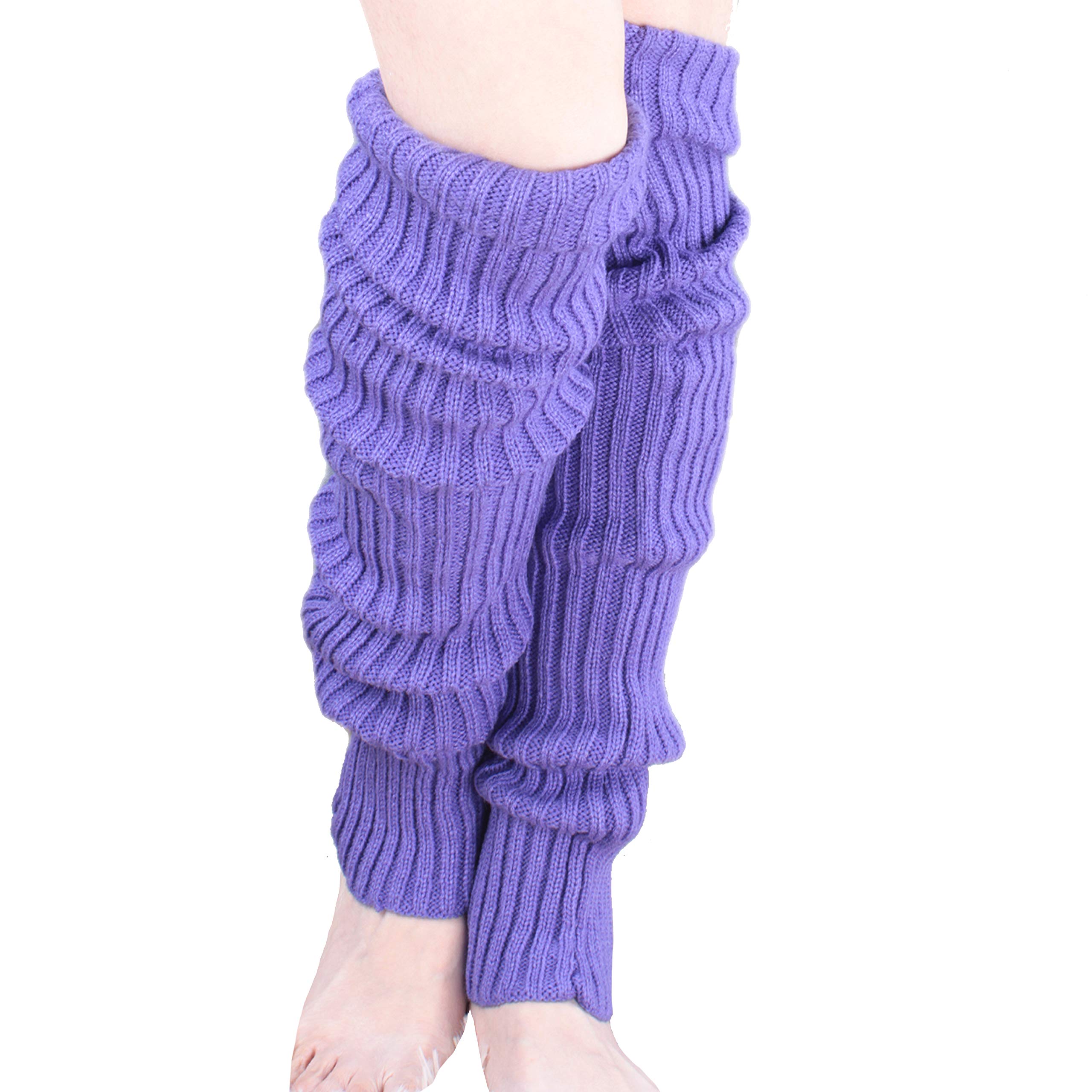 

Leg warmers long fluffy ribbed 60cm long brushed lining 10 colors purple [Ralowdia]