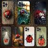 Ladybug Insect Red Black Phone Case For iPhone 16,15,14,13,12,11 Plus,Pro Max,XS,X,XR,SE,Mini,8,7,Soft Silicone Black Cover
