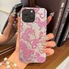 Pink Cheetah Patterns Case for iphone 12 13 XS Max XR 11 18 Pro Max 14 16 Plus Air 17 Pro 15 Silver Crushed Foil Cover