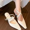 Thin Heel Wedding Shoes for Bride Women's Pointed Toe Bridal Shoes Cross Strap Wedding Heels Satin Prom Party Dress Pumps