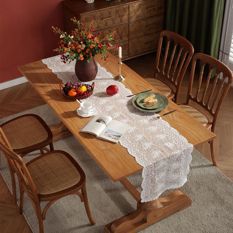 Krajka Běh na stůl Svatba Gáza Bílý Ubrus Prostírání Jídelna Vánoční Bankety Oblouky Dort Domácí dekorace