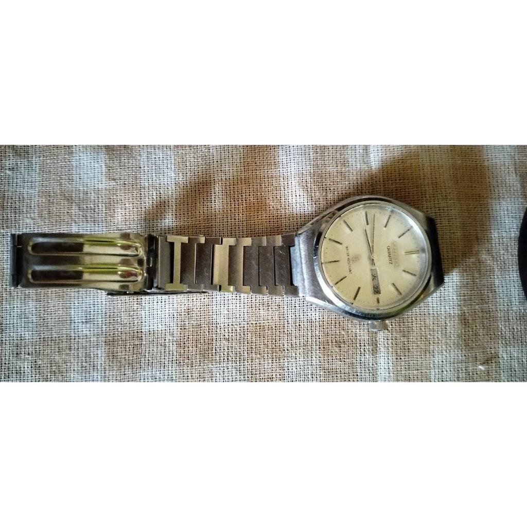 Used CITIZEN QUARTZ Men's Watch Day-Date Silver Working Condition