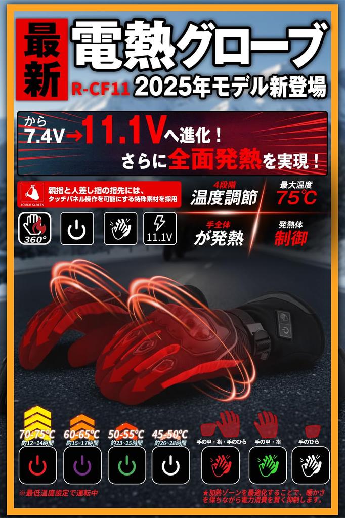 Mănuși Moto Încălzite pentru Mână Completă din Fibră de Carbon 4 Temperaturi Vreme Rece Certificat PSE Produs Japonez Iarnă, 11.1V, Carcasă de Înaltă Rezistență,