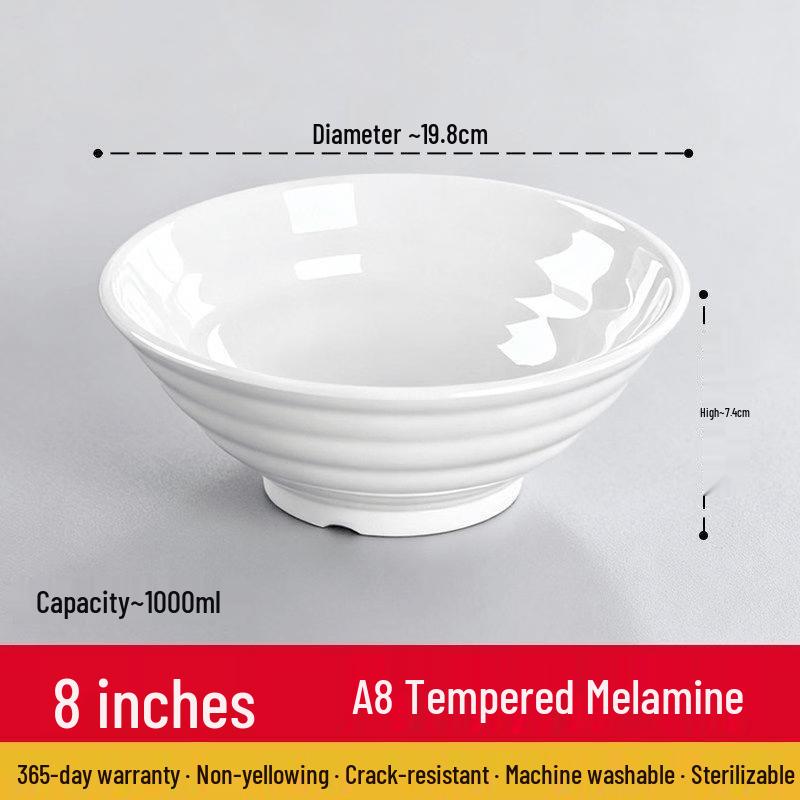 Jijun A8 Melamine Thickened White Threaded Noodle Bowl