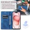 Style-010 For iPhone 16 Plus Case Imprinted Leather Phone Cover Magnetic Auto Closing