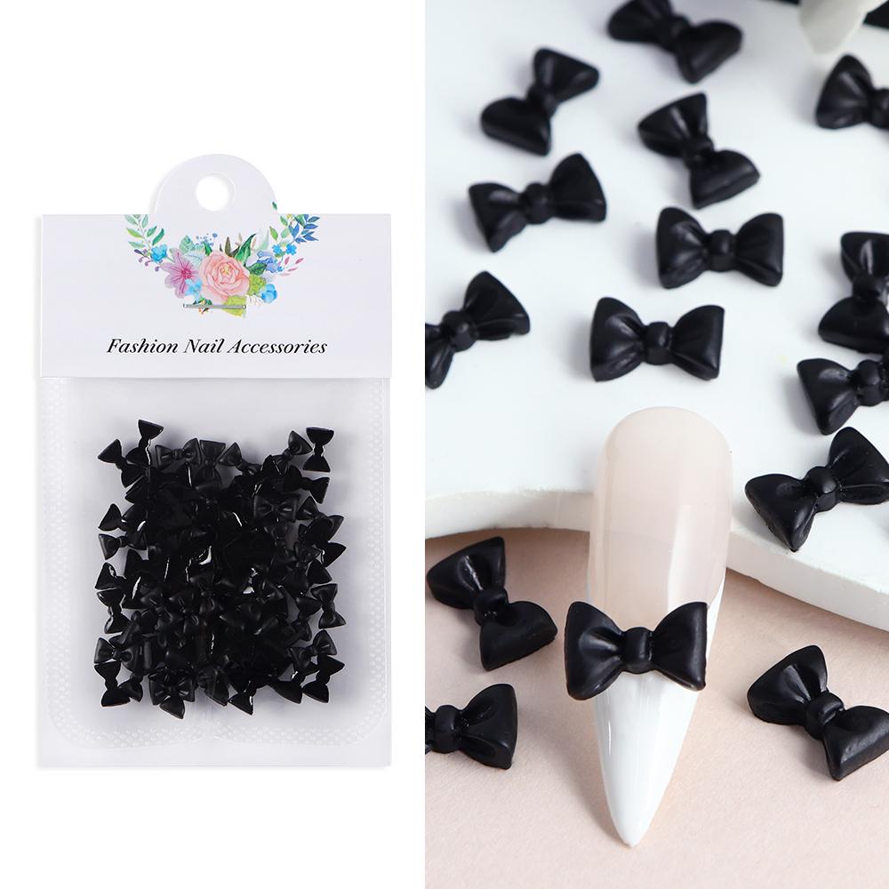 1Bag Pink Candy Ribbon Bows 3D Nail Charm Transparent Jelly Color Summer Nail Decoration Accessories DIY Manicure Decor Parts