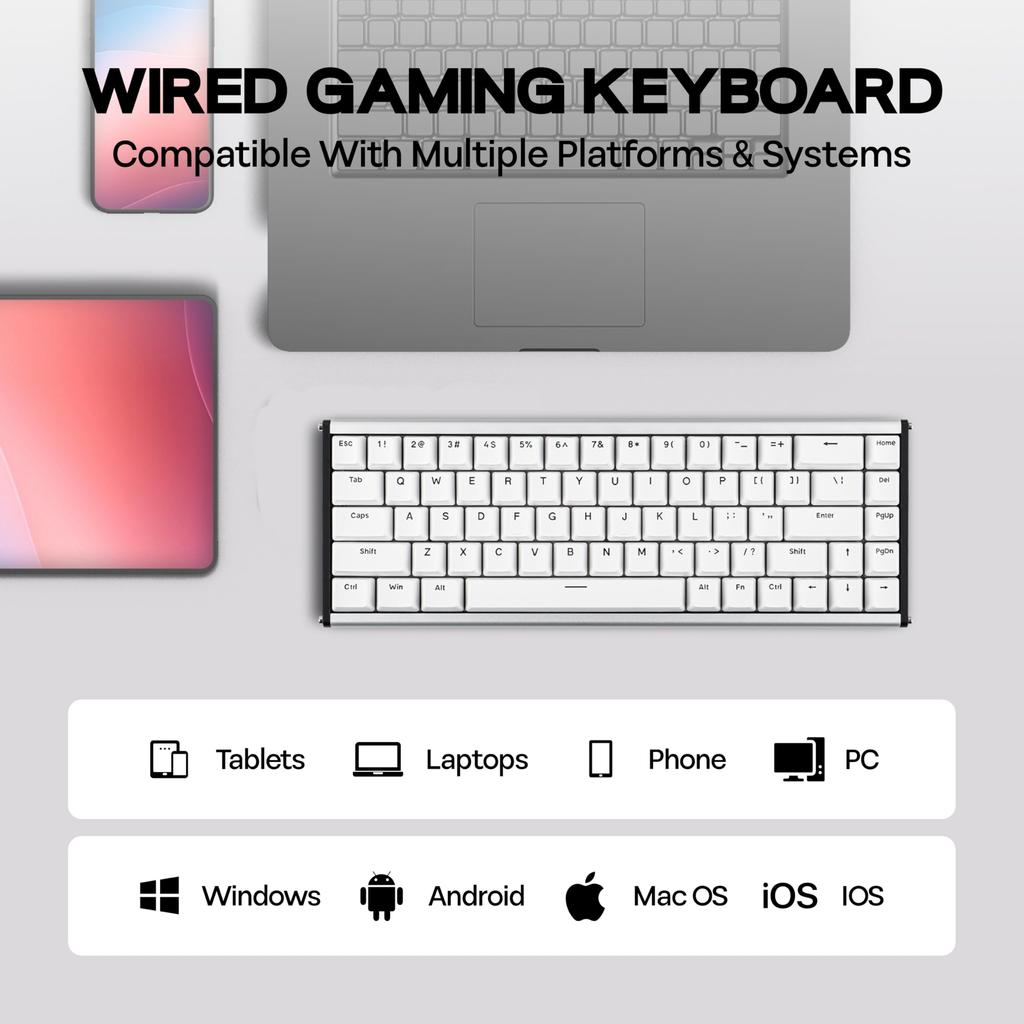 MechLands AJAZZ ALUX68 HE Aluminum Rapid Trigger Gaming Keyboard with Magnetic Wired Hall Effect 8K Polling and RGB Backlighting ALUX68 Switches,