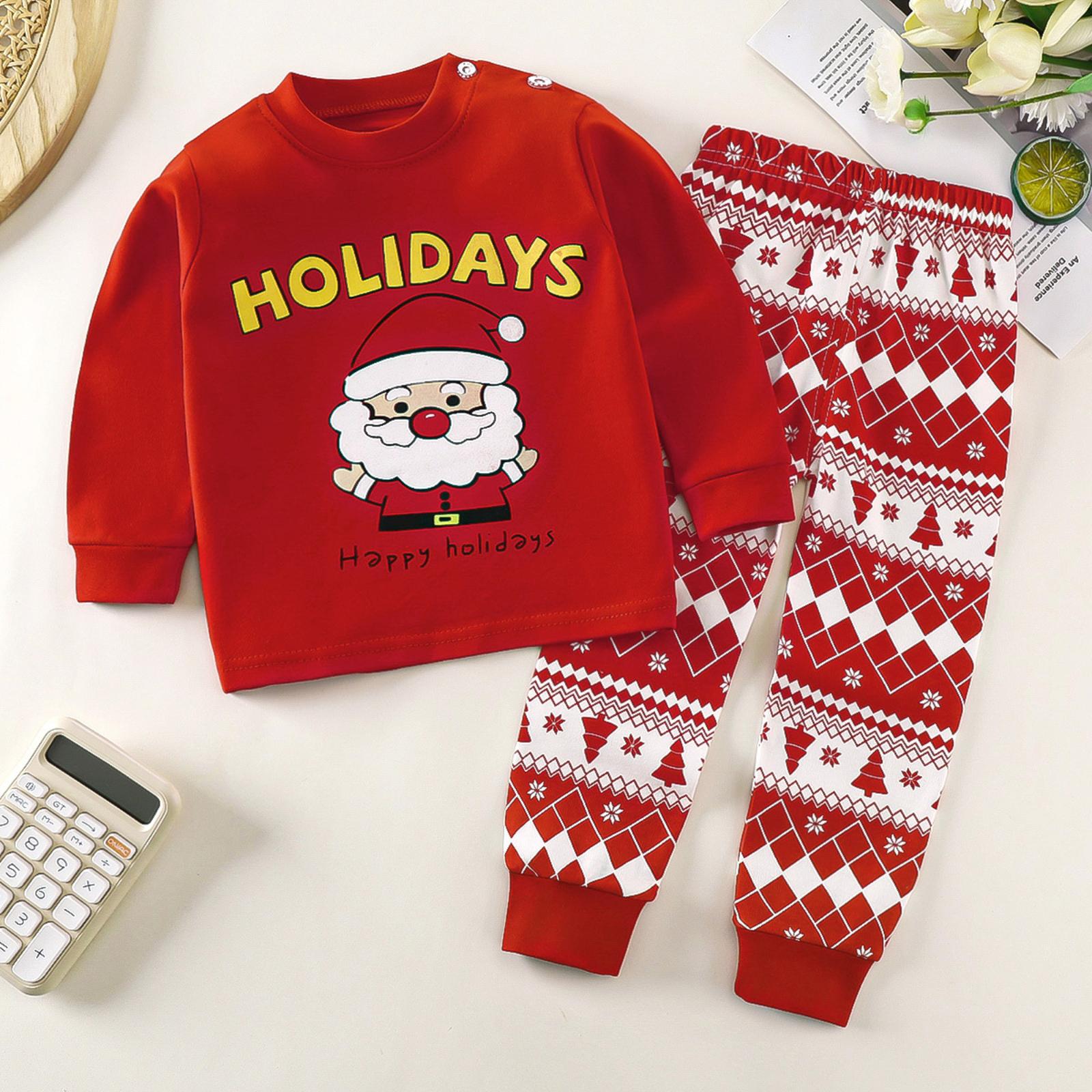 Children s Cotton Thermal Underwear Set Long Sleeve Top and Pants Toddler Boys Girls Warm Sleepwear Autumn Clothing Soft Fabric 73 красный
