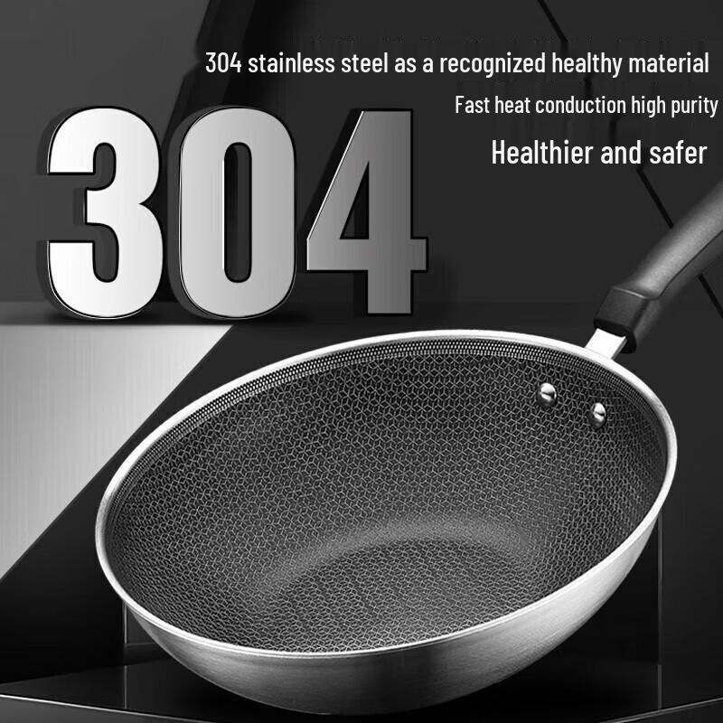 

SUPOR 304 Stainless Steel Honeycomb Non-stick Wok