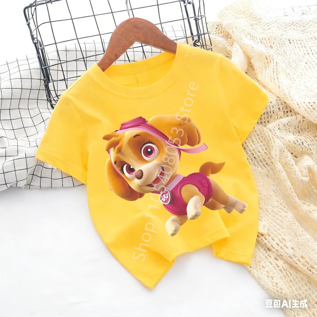 Cute Boys Girls Casuals Tops Summer Birthday Clothing Gift Hots Paw Patrol Kids Tshirts Kawaii Cartoon Character Printed Shirts