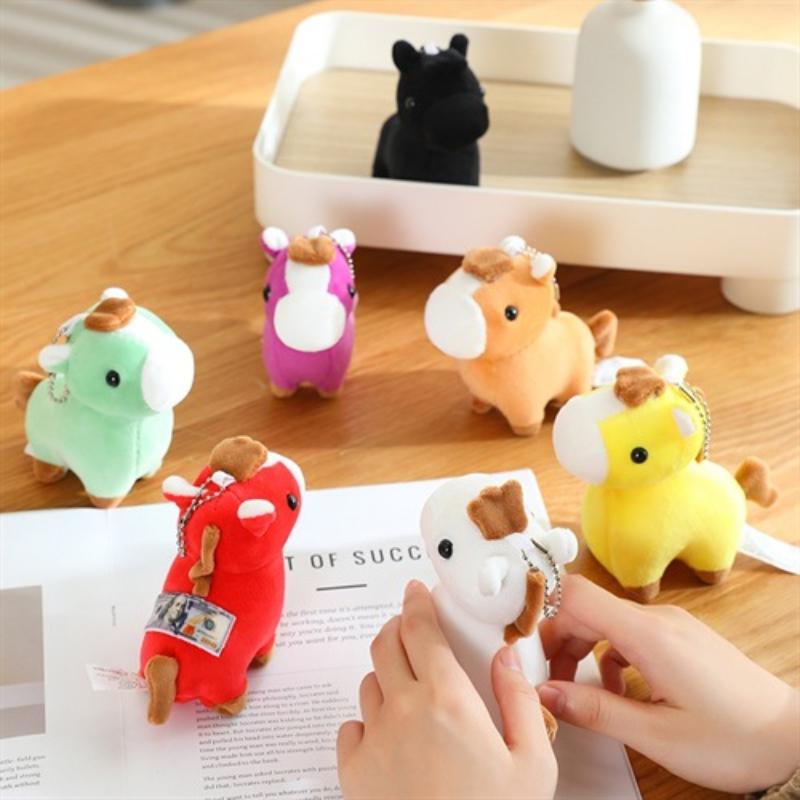 Cartoon Colorful Plush Pony Pendant Keychain Year Of The Horse Mascot Doll Pendant Backpack Decoration Pendant New Year Gifts
