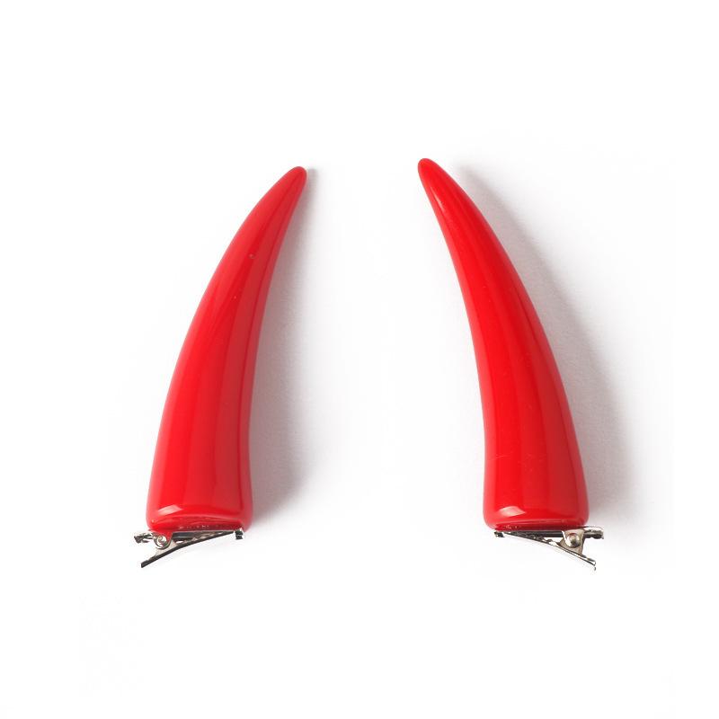Devil horn hairpin, red horn headdress, Halloween fashion cool horn clip, hair accessories, devil cosplay creative hairpin props